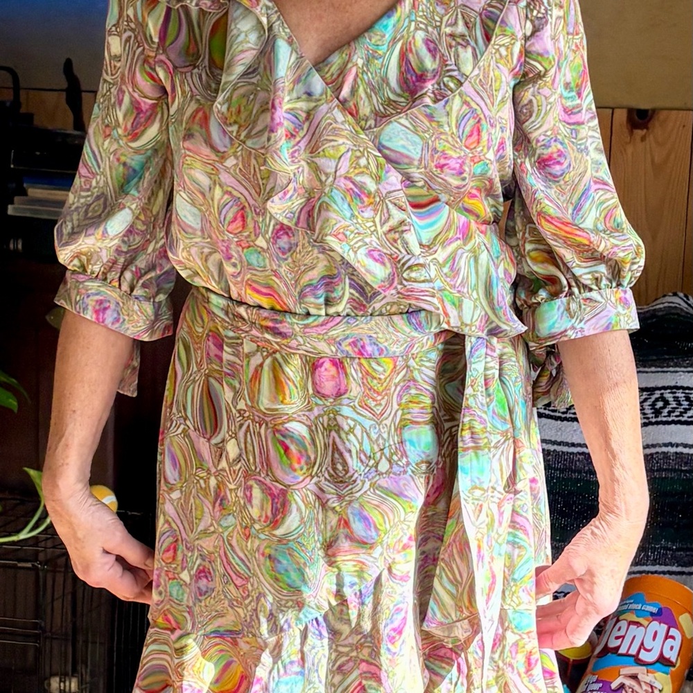 Colorful Abstract Wrap Dress
